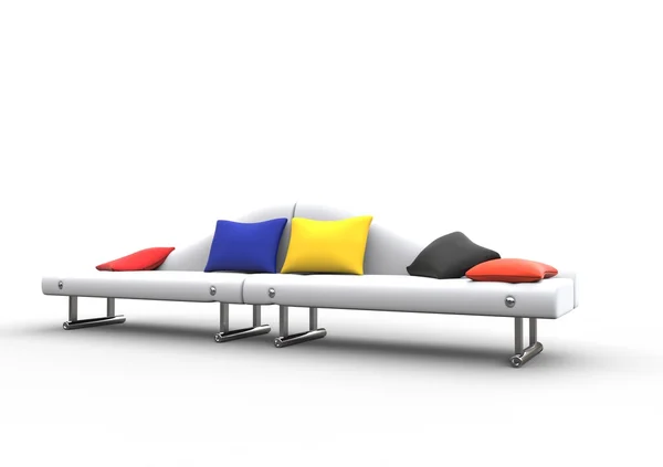 Witte Sofa met kleurrijke kussen - perspectief Shot — Stockfoto