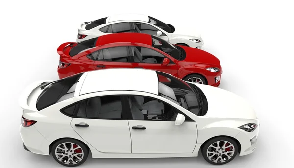 Bílá červená auta — Stock fotografie