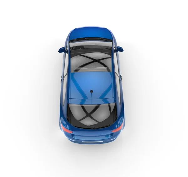 Blauwe auto - bovenaanzicht — Stockfoto
