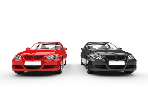 Black And Red Cars - Front View — Stock Photo, Image