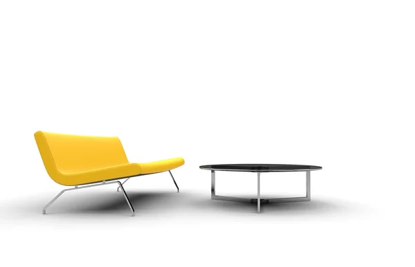 Yellow Sofa With Coffee Table Royalty Free Stock Photos