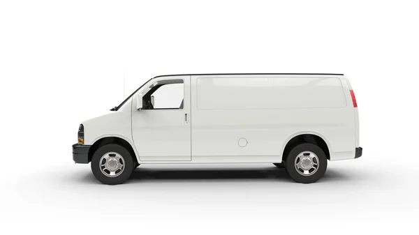 Beyaz minibüs - yan görünüm — Stok fotoğraf