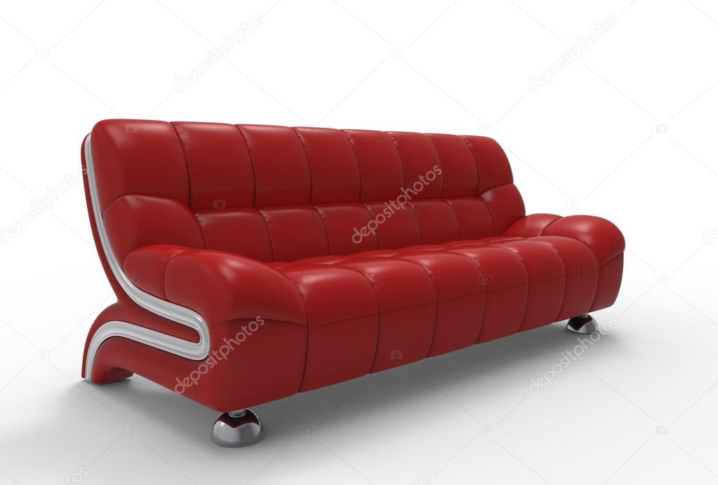 Bright Red Leather Sofa Stock Photo Trimitrius 83372486