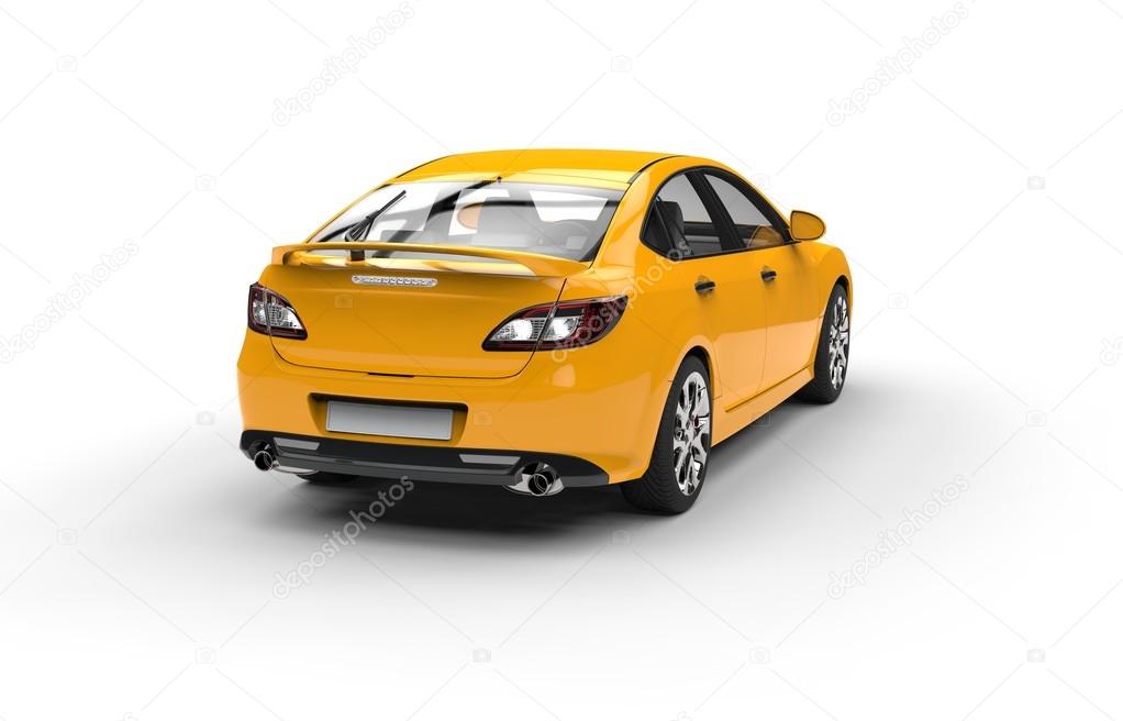 Yellow Sports Car - Back View
