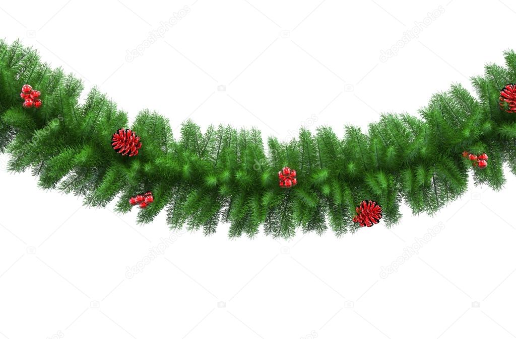 Green Christmas Decoration With Red Pinecones