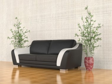 İki bitkiler ile modern kanepe