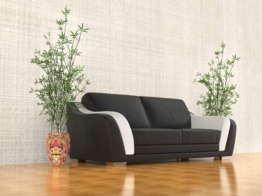 Siyah ve beyaz kanepe - açılı görünümü