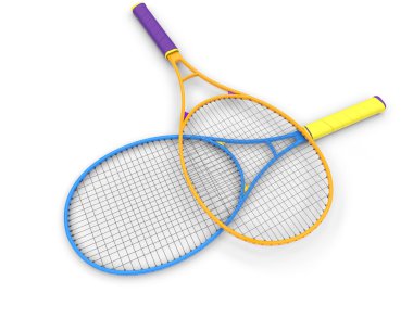 Renkli Tenis rackquets yere.