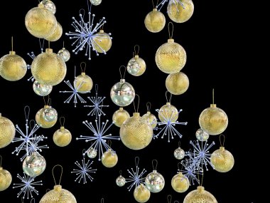 Altın ve gümüş xmas süslemeleri