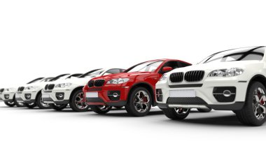 Kırmızı araba üzerinde odaklanmak