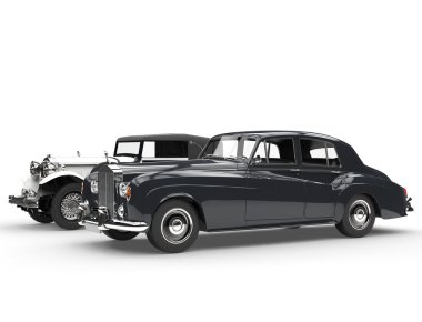 Cllassic siyah ve beyaz vintage arabalar