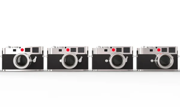 Quatro câmeras fotográficas digitais compactas estilo retro — Fotografia de Stock