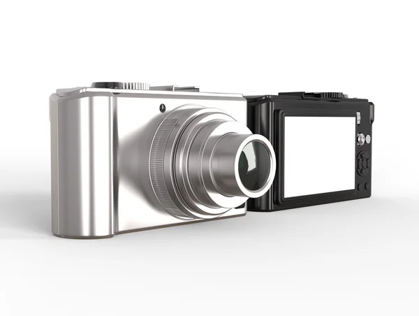Preto e prata moderna câmera de foto digital compacta — Fotografia de Stock