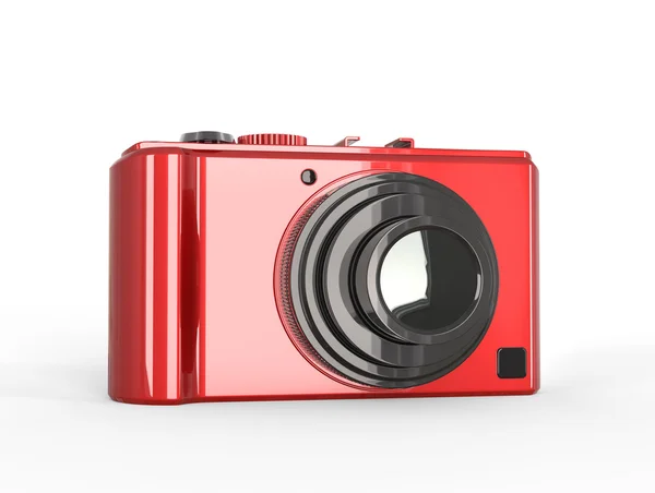 Câmera fotográfica digital compacta vermelha com lente preta — Fotografia de Stock