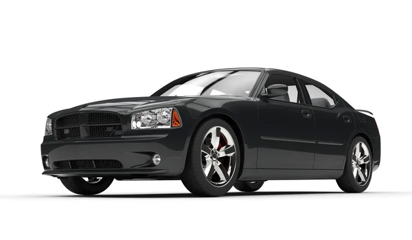 Black Fast Powerful Car - Front Side View — Stock Photo, Image