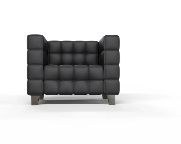 Fauteuil en cuir noir sur fond blanc . — Photo