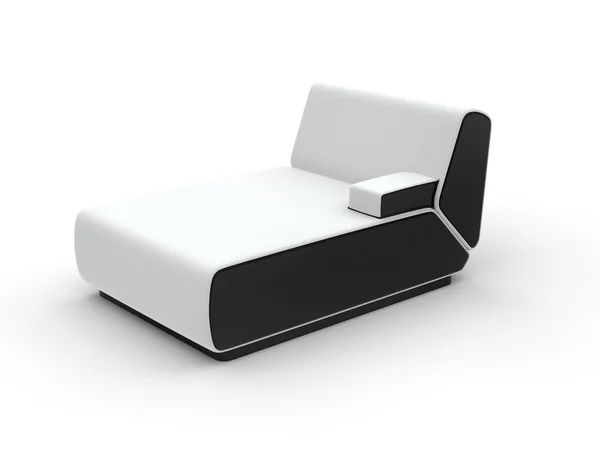 Modern White Lounge con lati neri isolati su sfondo bianco - vista frontale . — Foto Stock