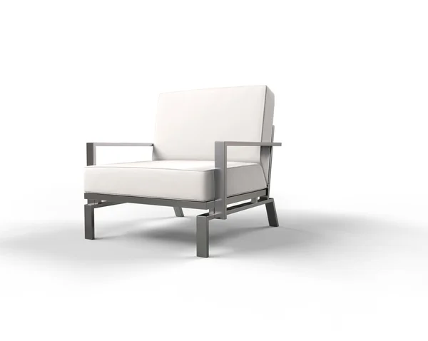 Weißer moderner Sessel auf weißem Hintergrund - rechte Seitenansicht. — Stockfoto