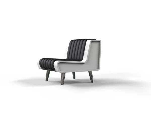 Sillón elegante blanco y negro sobre fondo blanco - vista lateral . — Foto de Stock