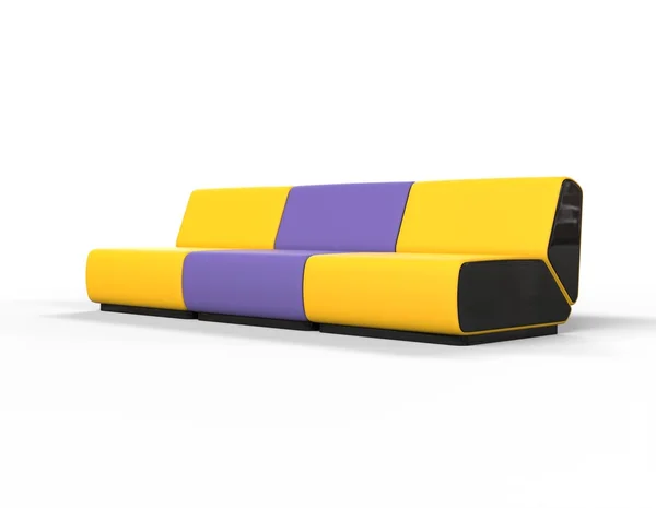 Modernas sillas de salón amarillas y púrpuras - vista lateral . — Foto de Stock