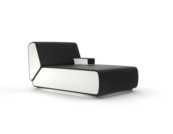 Moderne schwarze Lounge mit weißen Seiten, isoliert auf weißem Hintergrund. — Stockfoto