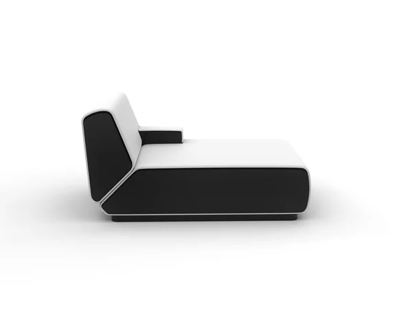 Moderne weiße Lounge mit schwarzen Seiten, Seitenansicht. — Stockfoto