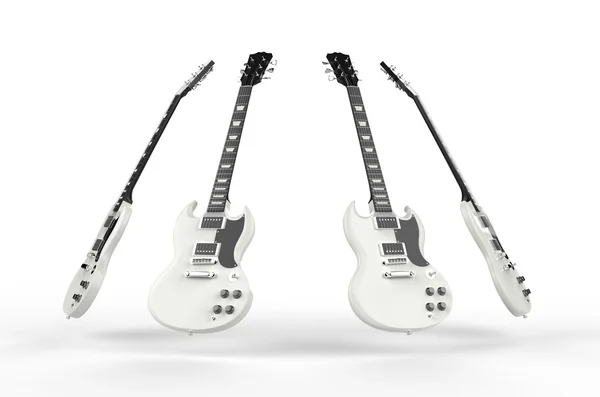 四个白色电吉他 — 图库照片