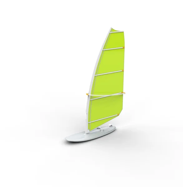 Windsurf board - green sail — Stock Photo, Image