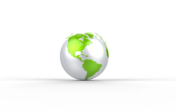 Globo metálico blanco con mapa verde — Foto de Stock