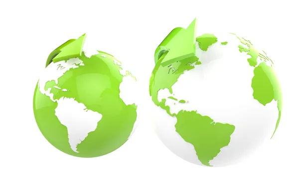 Dos globos verdes ecológicos — Foto de Stock