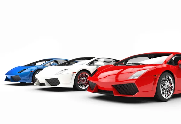 Red White and Blue Supercars — Stock Photo, Image