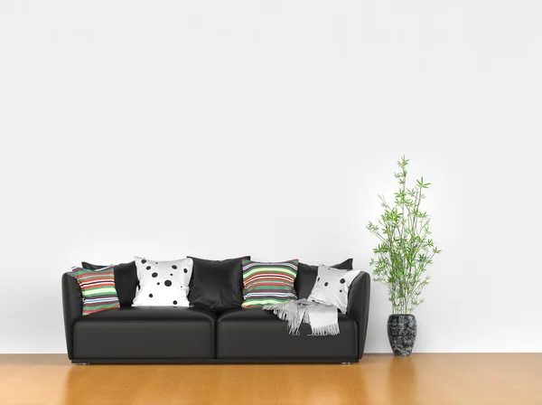 Kamar sederhana dengan sofa modern — Stok Foto