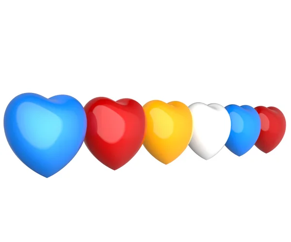 Six colorful hearts — Stock Photo, Image