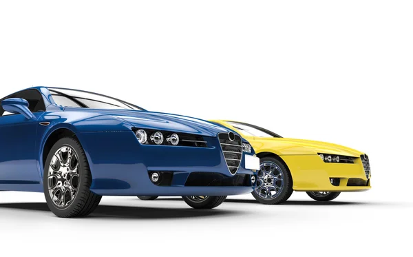 Blue Yellow Contrast - Italian Cars — Stock Photo, Image