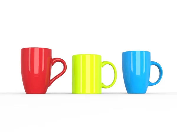 Bright colorful coffee mugs — Stock Photo, Image