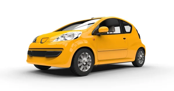 Kleines modernes gelbes Auto — Stockfoto