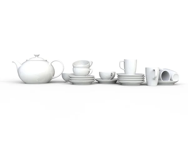 Beyaz porselen Dishware — Stok fotoğraf