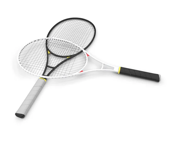 Rakiety tenisowe nowoczesne na ziemi biały. — Zdjęcie stockowe