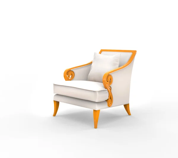 橙色的扶手的白色扶手椅 — 图库照片