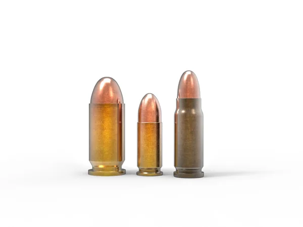 Várias balas isoladas no fundo branco — Fotografia de Stock