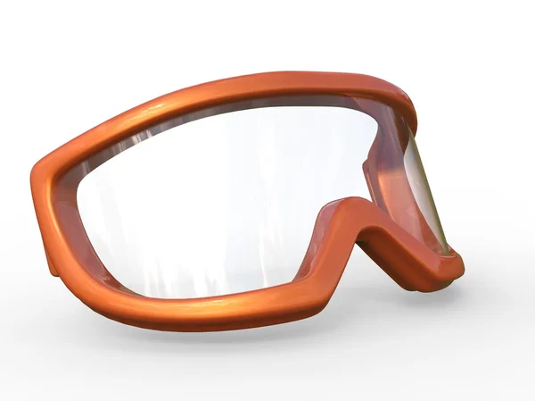 Оранжевые лыжные очки на белом фоне — стоковое фото