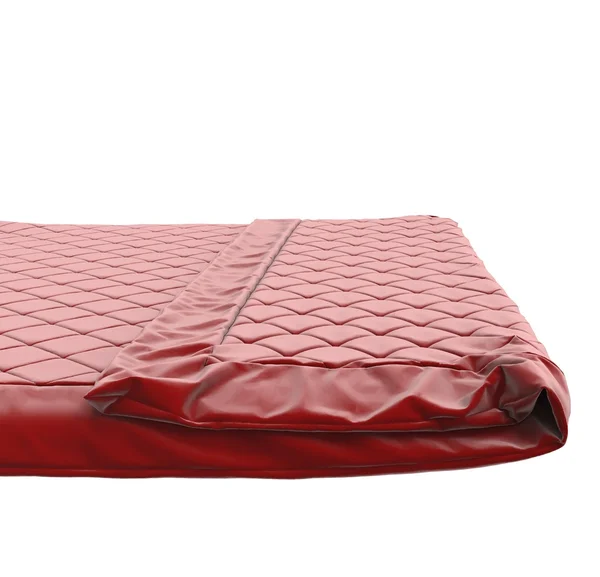 Czerwony łóżko okładka, na białym tle. — Zdjęcie stockowe