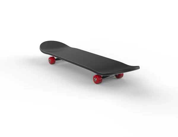 Черный скейтборд с красными колесами — стоковое фото