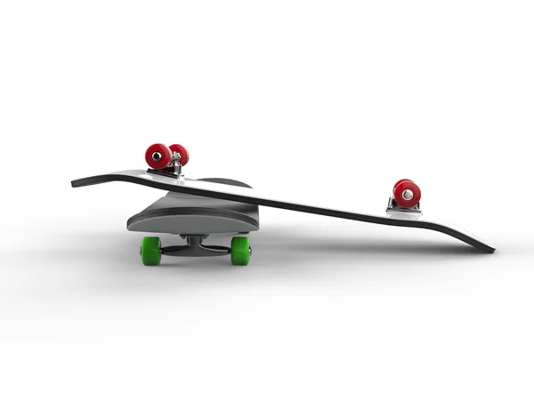 Two skateboards with red and green wheels - side view — Stock Photo, Image