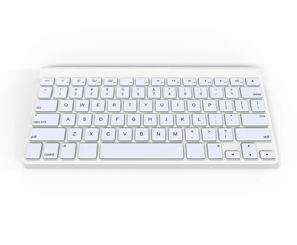 Teclado branco sobre fundo branco — Fotografia de Stock