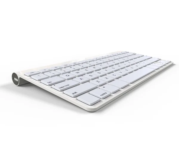 White keyboard - other view, on white background — Stock Photo, Image