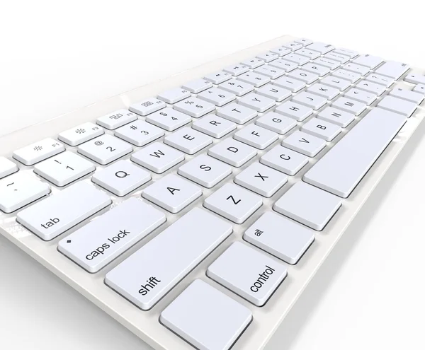 Weiße Tastatur - Nahaufnahme, auf weißem Hintergrund — Stockfoto