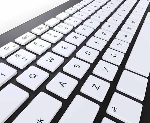 Černá klávesnice s bílými tlačítky — Stock fotografie