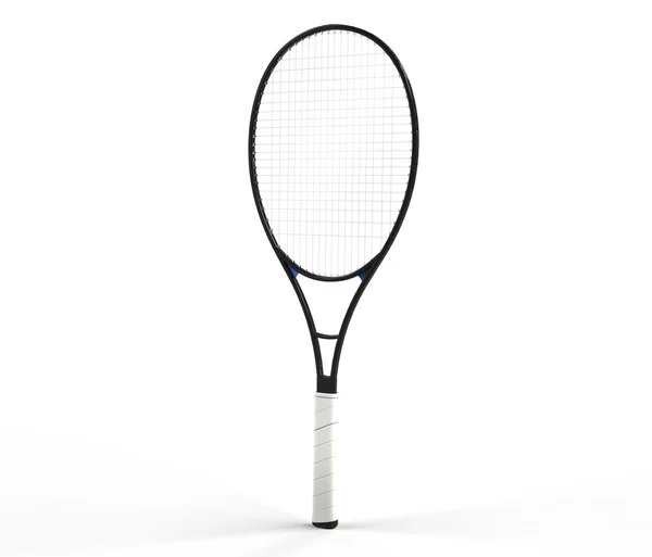 Raquete de tênis preto isolado em branco — Fotografia de Stock