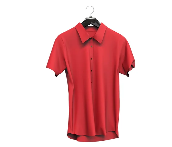 Camisa roja de manga corta aislada sobre fondo blanco . —  Fotos de Stock